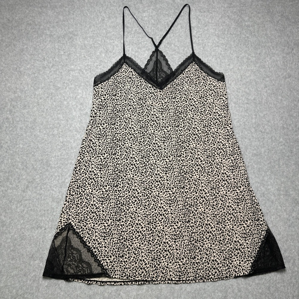 Victoria's Secret Women's Lingerie Chemise Babydoll Stretch Leopard Black Lace L